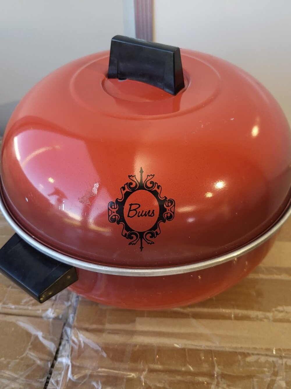 Vintage West Bend Aluminum Serving Oven Orange Good Condition Buns Warmer
